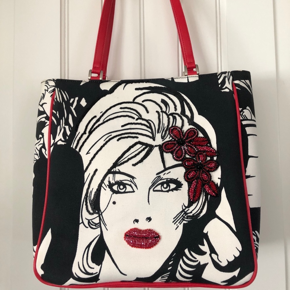 Isabella Fiore Portrait Bag Red beading & sequins.